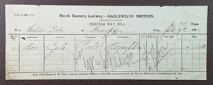 1873 North Eastern Railway Hutton Gate to Brompton Parcels Way Bill - Picture 1 of 1