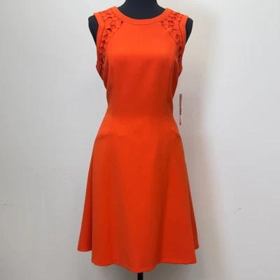 NUEVO CON ETIQUETAS $159 Vestido Antonio Melani Vibrante Verano Peonía Naranja Sin Mangas Talla 6 Foto 1 de 4