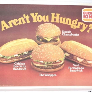 1982 Burger King Restaurant Veal Parmagiana Chicken Sandwich Cheeseburger - Picture 1 of 3