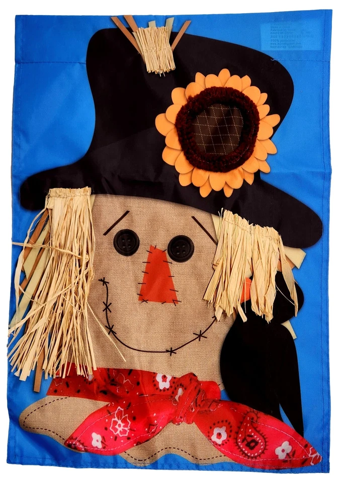 Fall Autumn Cheerful Scarecrow Yard Decoration 12.5 x 18 Garden Flag - Image 1 of 1