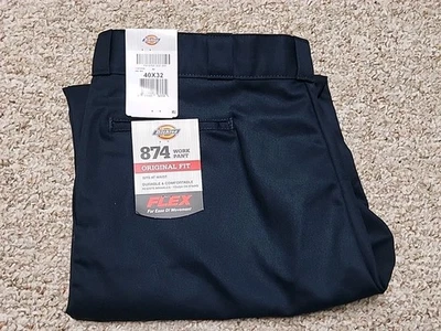 Pantalones de trabajo Dickies 874 para hombre 40x32 azul marino ajuste original nuevos con etiquetas  Foto 1 de 4
