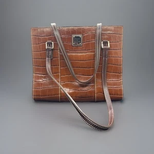 Dooney & Bourke Women's Croco Leather Charlotte Purse Inner Pockets Tote Bag - Picture 1 of 24
