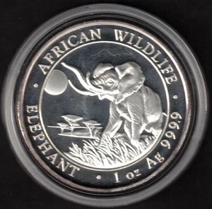Münze Somalia 2016 Elefant - 100 SHILLINGS - 1 OZ - Feinsilber Proof - Picture 1 of 2