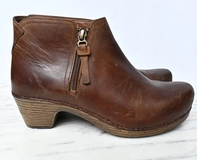 Dansko Mujer Max Marrón Cuero Cuña Cremallera Lateral Cómodas Botines Talla 38 EE. UU. 8 Foto 1 de 4