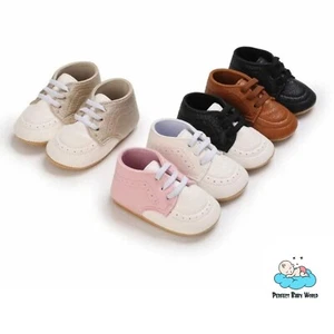 Newborn Toddler Shoes Rubber Sole PU Leather Anti-slip Casual Baby Walking Shoes - Picture 1 of 17