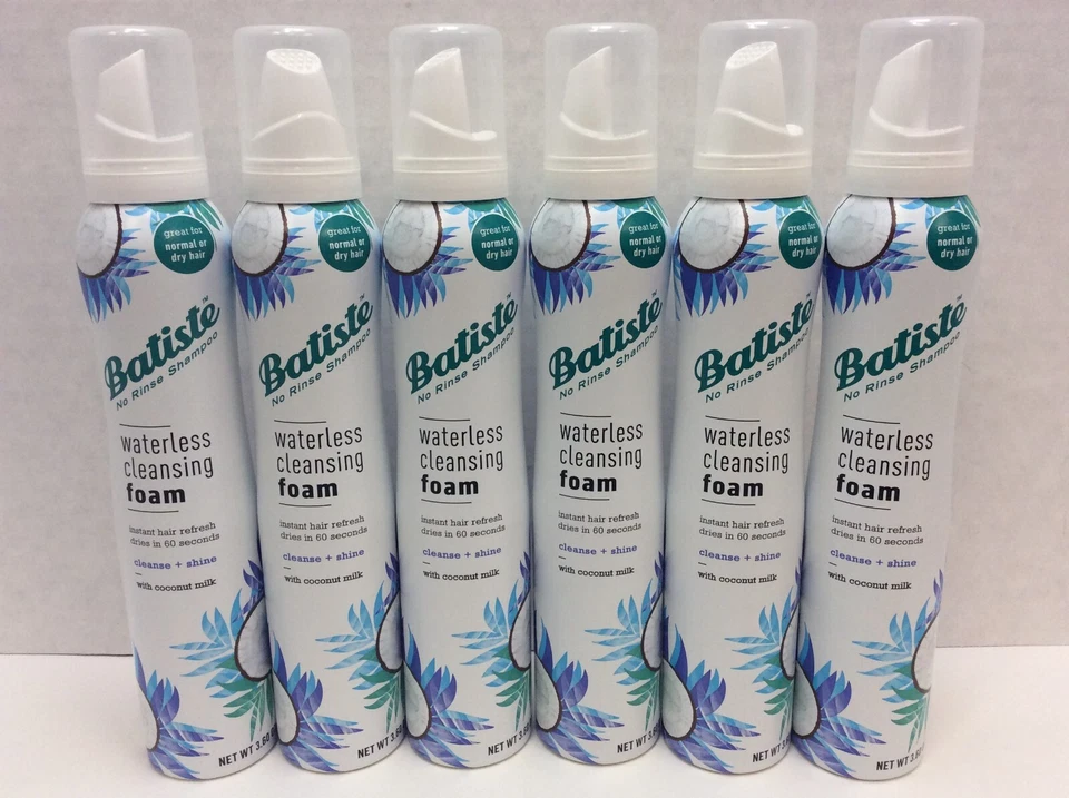 Batiste Waterless Cleansing Foam Cleanse + Shine with Coconut Milk, 6 Cans - Image 1 of 2
