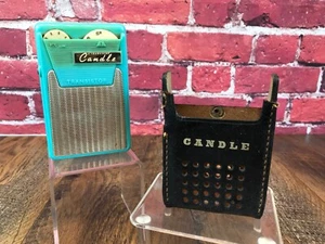 Vintage Used - CANDLE 6-TRANSISTOR POCKET RADIO Turquoise BLUE w/ Cover TESTED - Picture 1 of 22