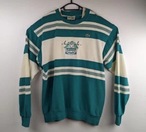 Vintage Chemise Lacoste LCL Men's Green And White Striped Sweater - Size M - Picture 1 of 8