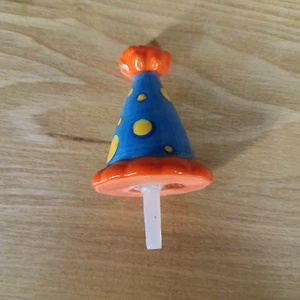 Sombrero de Fiesta Nora Fleming Mini Azul Naranja Lunares Cumpleaños Retirado Raro - Imagen 1 de 5