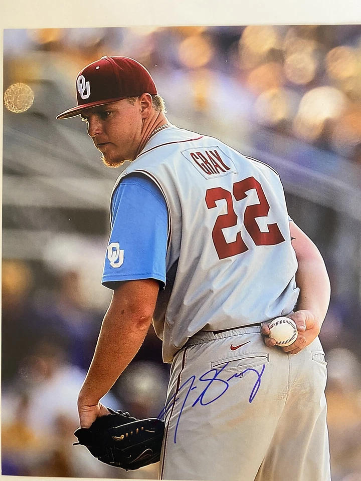 Jon Gray Rookie Signed Oklahoma Baseball 8x10 Photo Texas Rangers MLB - Image 1 of 1