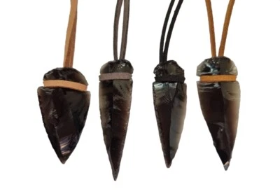 1 x Colgante Cabeza de Flecha Obsidiana Negra Ajustable Gamuza Aspecto Cordón Foto 1 de 4