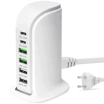 65W 6 Port USB Ladegerät Mehrfach Geschenke für Familie und Freunde Geburtsta... - Bild 1 von 4