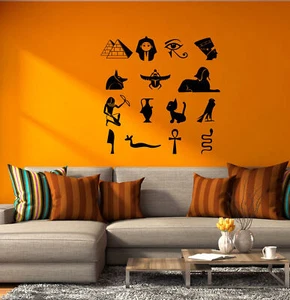 Vinyl Wall Decal Cartoon Symbols Ancient Egypt God Pharaoh Queen Stickers 4376ig - Picture 1 of 3
