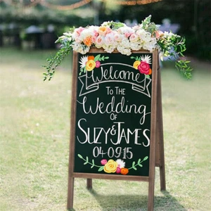 Rustic Large Wood A-Frame Magnetic Chalkboard Blackboard Wedding Party Cafe Deco - Picture 1 of 17