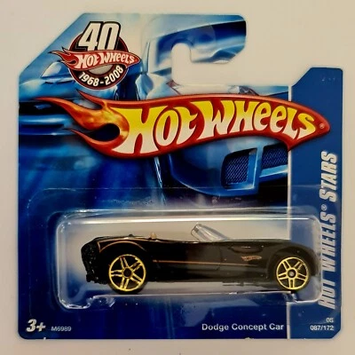 Tarjeta corta Hot Wheels Stars Dodge Concept Car 2008 negro dorado Pr5Sp #87 M6989 Foto 1 de 4