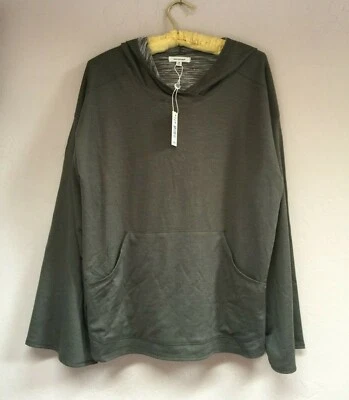 Max Studio 女式中号泡泡袖套衫连帽衫弹力灰色全新 $88 — 第 1/4 张图片