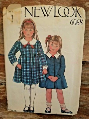 New Look Sewing Pattern  6068 VTG 80' Girls Dress Sizes 3-9 Cottage Core UC - Image 1 of 2