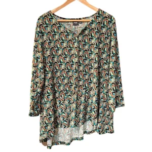Rafaella Damen Plus Stretch Top Mehrfarbig Abstraktes Muster 3/4 Arm GR. 2X - Bild 1 von 4