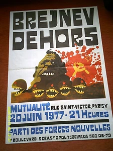 GRANDE AFFICHE POLITIQUE BREJNEV DEHORS 1977 PARTI DES FORCES NOUVELLES URSS - Imagen 1 de 1