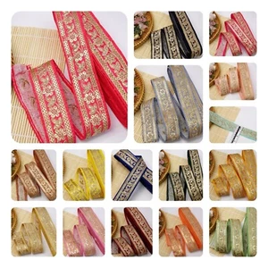 3 Yards Embroidered Border Asian Traditional Wedding Embellishment Pastel Colour - Picture 1 of 107