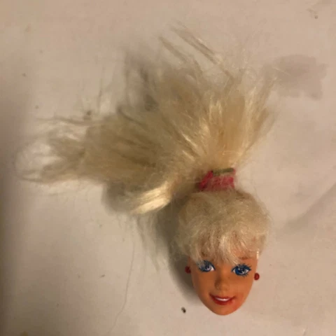 1/6 Scale Barbie Head Sculpt Brunette Female Blond Hair Pink Hair Tie Cover