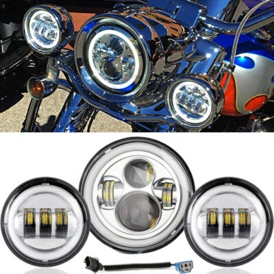 Para Yamaha V-Star XVS 650 950 1100 1300 7" Faros LED + 4.5" Combo Luz Antiniebla Foto 1 de 4