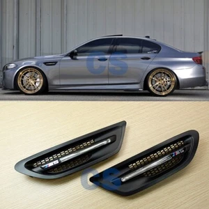 Matte Black 12~16 Fender Trim Side Vent Cover Lamp Light & LED Fit BMW F10 M5 - Picture 1 of 7
