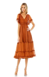 Mac Duggal Metallic A-Line Coctail Dress #68018 RUS Size 2 - Picture 1 of 21