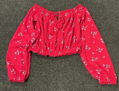 H & M разделенный маленький красный укороченный галстук рубашка женщин цветочный длинным рукавом размер маленький  - Изображение 1 из 4