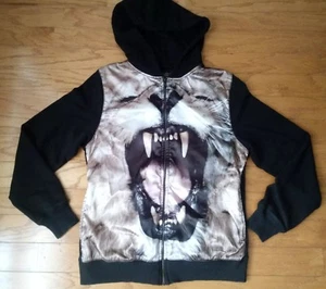 Sons of Heroes DAMAGED GOODS Sudadera Mediana Rara Para Hombre Negra CARA DE TIGRE - Imagen 1 de 7