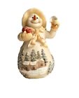 Garden Snowman Lady Apples Trowel 3-D House & Pine Trees Scene Figurine 5