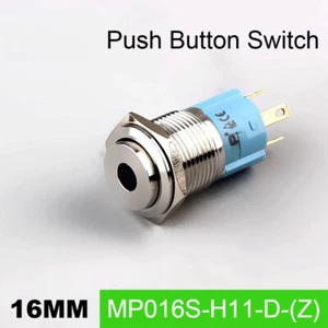 Interruttore a pulsante in metallo 16 mm testa alta punto LED IP67 mantenuto con lampada LED 3A - Foto 1 di 8
