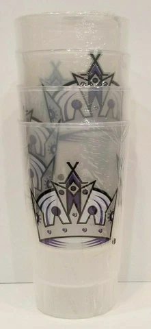 NEW! LOS ANGELES KINGS 16oz PLASTIC CUPS GLASSES SET OF 4 LICENSED BPA FREE Cover