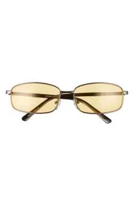 NORDSTROM BP. Yellow Gunmetal Rectangular 58mm RETRO Unique Festival Sunglasses - Picture 1 of 1