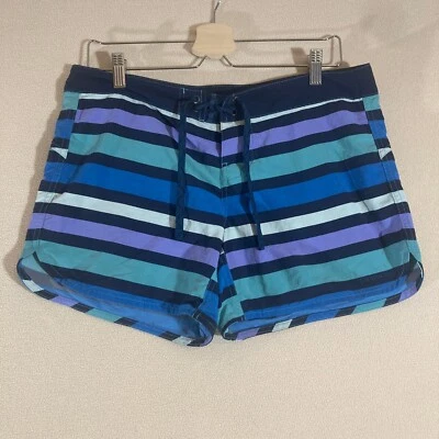 Patagonia W's Wavefarer Board Shorts Size 10 Blue Stripe Beach Swim Outdoor - Image 1 of 4