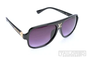 Occhiali da sole pilota di lusso uomo Louis Vuitton 3012 nero oro 64-14-137 con borsa - Foto 1 di 8