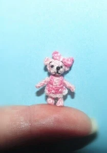 Miniature Crochet Bear Girl Micro Bear Extremely Micro 0.8" Bear Lovers Gift - Picture 1 of 3