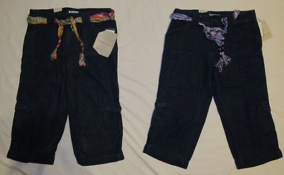 NEW LIVING PLANET WOMANS SIZE 10 12 16 DENIM CUFFED CAPRIS/CROP PANTS W/TIE BELT - Image 1 of 4