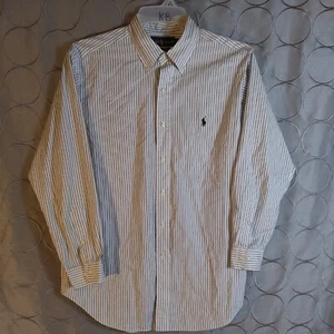 Ralph Lauren Classic Fit Stripe Cotton Button Down Dress Shirt Size 161/2 32-33 - Picture 1 of 12