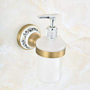 Kitchen Bathroom Accessories Antique Brass Porcelain Soap Dispenser 2ba814