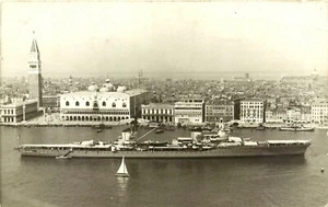 MILITARY SHIP IN VENICE, ITALY, REAL PHOTO, RPPC, VINTAGE POSTCARD - Picture 1 of 2