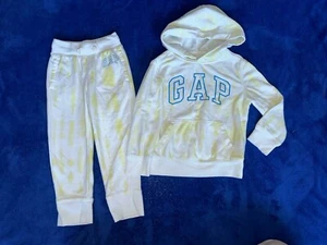 Gap Girls Yellow Tye Dye Two Piece Sweatpants Hoody Set Size XS - Picture 1 of 5