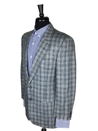 Giacca blazer cappotto sportivo Valentino Uomo blu a quadri seta cotone da uomo taglia 40R
