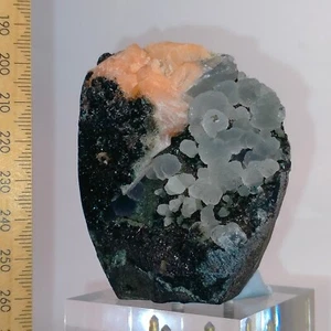 Quartz Chalcedony botryoidal cluster w/ Stilbite in Julgoldite lined geode 895ct - Picture 1 of 7