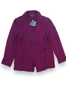 ST. JOHN Santana Knit Button Up Blazer Tweed Houndstooth Purple/Black MSRP $1295 - Picture 1 of 9
