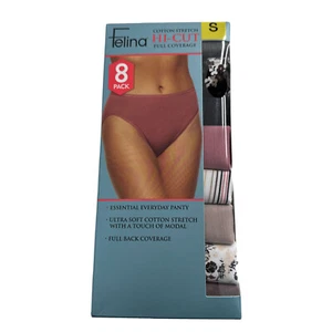 Felina 8-PACK Women Small 27-29 Waist Hi-Cut Full Coverage Multicolor NEW/OPEN B - Picture 1 of 15