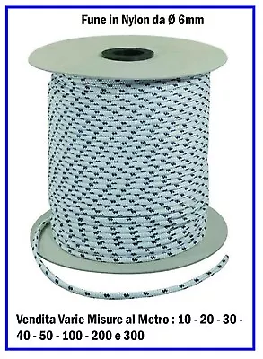 Fune Corda Rigida  in Nylon Cima da  Nautica per Teli Teloni Treccia da Ø 6mm - Immagine 1 di 2