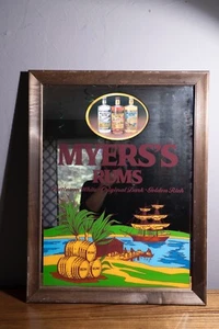 Vtg Myers's Rum Mirror Sign Tiki Bar Lounge Mancave Decor Ship Tropical Beach - Bild 1 von 6