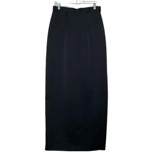 Maxi Gonna Vintage OLEG CASSINI Cravatta Nera Fessura Lunga Foderata Satinata Nero Formale 12 - Foto 1 di 10