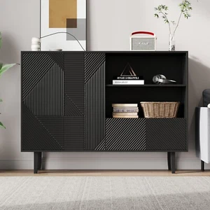 Moderne Sideboard mit 2 Türen 1 Schublade & offener Stauraum Kommode Anrichte - Bild 1 von 12